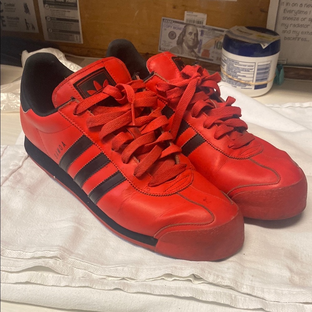 Adidas Red and Black Classic Sneakers
